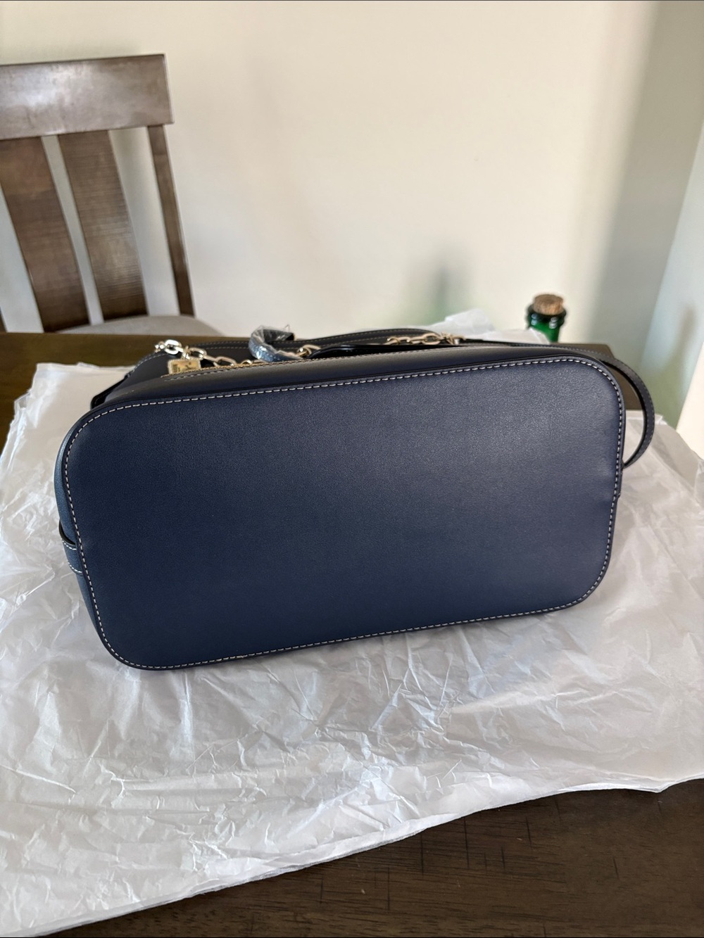 True Religion Faux Navy Leather Charm Shoulder Bag - Picture 13 of 13